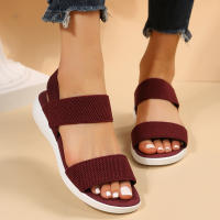 Sandalias De Mujer De Tejido Elástico Con Tacón Bajo Y Plataforma No Disponible Cómodas Y Ligeros Para Caminar En Verano Talla Real Adecuada Estilo Fashion - details 9