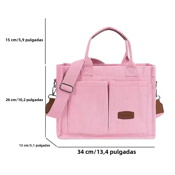 Bolso ocasional de las mujeres con los bolsillos múltiples y la Correa ajustable, Bolso simple del Viaje del estilo con la Manija DE LA Pana, Bolso DE TRABAJO elegant - 1
