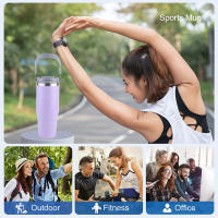 Taza De Viaje Aislada De Acero Inoxidable De 30oz Con Mango Y Capucha Para Bebidas Frías Y Calientes 901ml-1L Portátil Para Coche - details 11