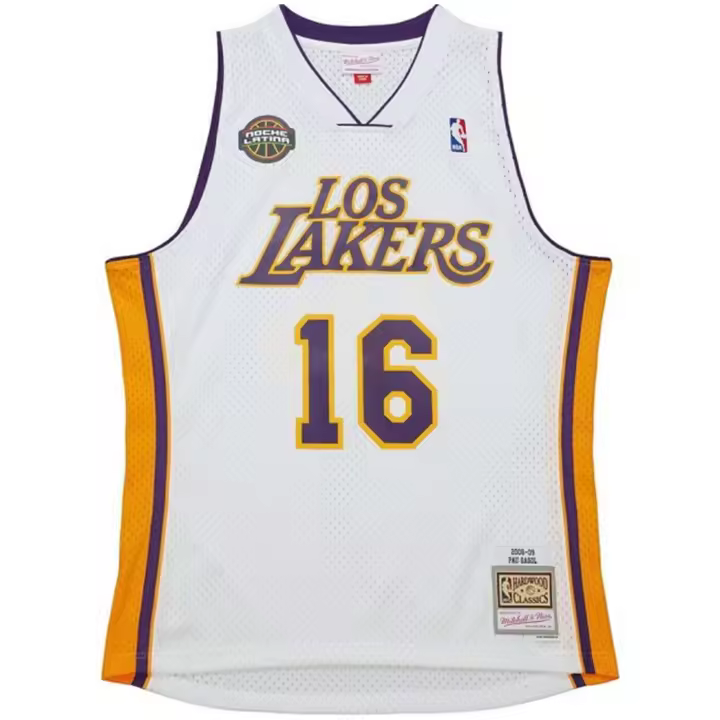 Camiseta Mitchell & Ness Nba White Los Angeles Lakers Jersey 2008 Pau Gasol - 1