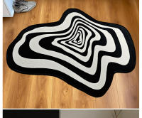 Carpet Irregular Para Sala De Estar Y Dormitorio Decoración Moderna Alfombra Negra Y Blanca Máquina Lavable Estilo Clásico - details 8