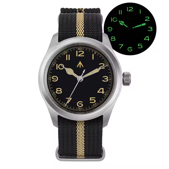 Reloj De Pulsera Militar ML08 Con Movimiento Quartz VH31 Cristal De Zafiro Doble Domada Luminiscencia Super C3 Verde 38mm Vintage - 1
