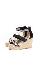 Lyla Wang sandalias cuña alta de esparto con plataforma mujer con cremallera trasera - details 2
