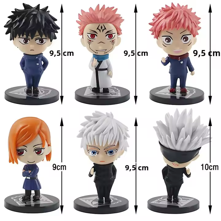 Figuras De Acción Anime Jujutsu Kaisen 9cm Itadori Yuji Gojo Satoru Fushiguro Megumi Kugisaki Nobara Yokai Ryomen 6pcs PVC Modelo Juguetes - 1