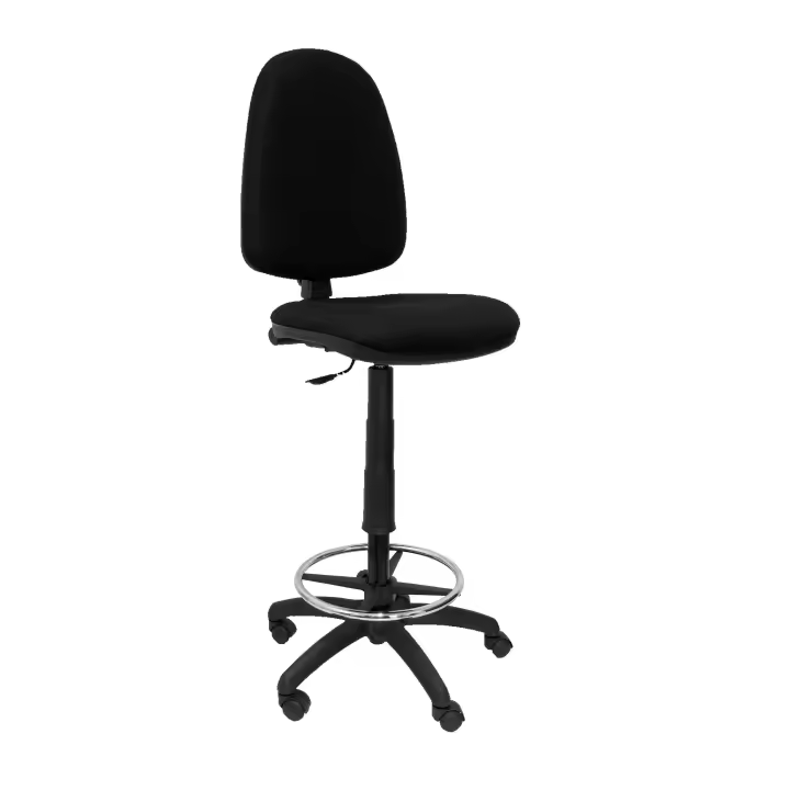 Piqueras Y Crespo Taburete Ergonómico Ayna Bali Negro con Aro Reposapiés Cromado - 1