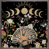 Mantel De Tela Para Cartas De Tarot 1pc Decoración De Juego De Cartas Pagan Con Fases De Luna Y Flores Estilo Pagan Para Atril Y Brujería - details 36