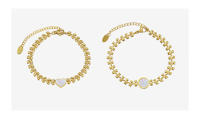 Encanto Pulsera de espigas de trigo de moda de nicho, diseño de corazón de concha blanca, pulsera de acero de titanio chapada en oro de 18 quilates, joyería femenina adecuada para mejores amigas. - details 1