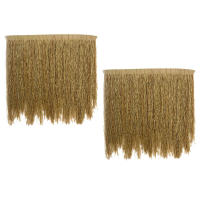 2 Pcs Tejado De Paja Falsa Para Decoración Al Aire Libre Jardín Hut De Jardín Sombrilla De Bambú Para Patio Adorno Simulación De Hogar - details 1