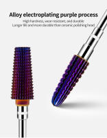 Brocas De Carburo De Titanio Conica Para Uñas 1/4pcs Color Morado pro 3/32 Pulgadas Taladro Para Manicura Eliminador De Polvo De Uñas - details 2