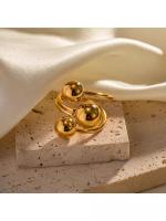 Anillo Ajustable De Acero Inoxidable Con Bola Doble Para Mujer Y Hombre Color Oro Moda Joyería De Decompresión Regalos - details 3