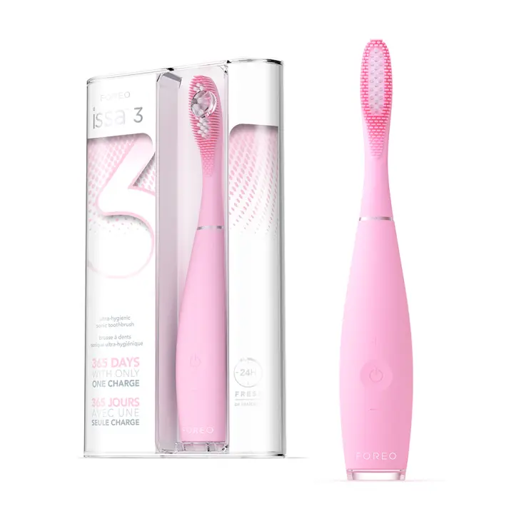 FOREO ISSA 3  Cepillo de dientes eléctrico de silicona para dientes, encías, lengua y boca, accesorio de viaje, cabezal de cepillado de 6 meses, impermeable, 365 días por carga USB, garantía de 2 años - 1