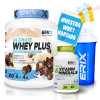 ERIX NUTRICION || WHEY PLUS 2KG + MULTIVITAMINICO 30 CAPS +  SHAKER "REGALO" | Pack Ahorro | Proteína Concentrada | Multivitamínico | Ganar Masa Muscular | Defensas | Sistema Inmune - details 0