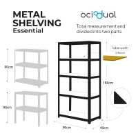 Estantería Metálica Ociodual Essential Blanco 180x90x40cm - details 5