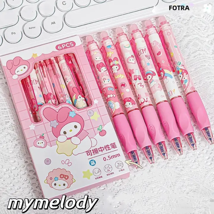 6pcs Bolígrafo De Gel Erasable Sanrio Kuromi Cinnamoroll Hello Kitty Para Estudiantes Suministros Escolares Oficina Colecciónista - 1