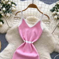 Vestido Elegante REALEFT Para Mujer V-Neck Sin Mangas De Encaje Colorbloqueado Ajustado Rodillera De Verano Nuevo 2025 - details 8
