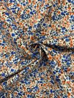 Tejidos Ortuño- Tela flores azules, naranjas, grises, negros de algodón, tela patchwork, prendas infantiles, decoración hogar ,manualidades, complementos,1m x Ancho 150cm - details 4