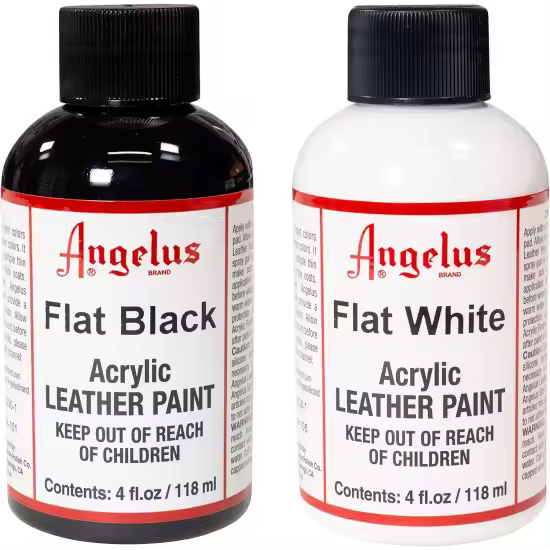 Angelus PACK 2 COLORES PINTURA CUERO ANGELUS FLAT WHITE / FLAT BLACK 118 ML - 1
