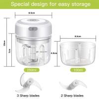 Cortador De Alimentos Eléctrico Mini 100/250ml USB Sin Cable Molidor De Ajo Para Cocina Herramienta De Frutas Y Vegetales - details 4