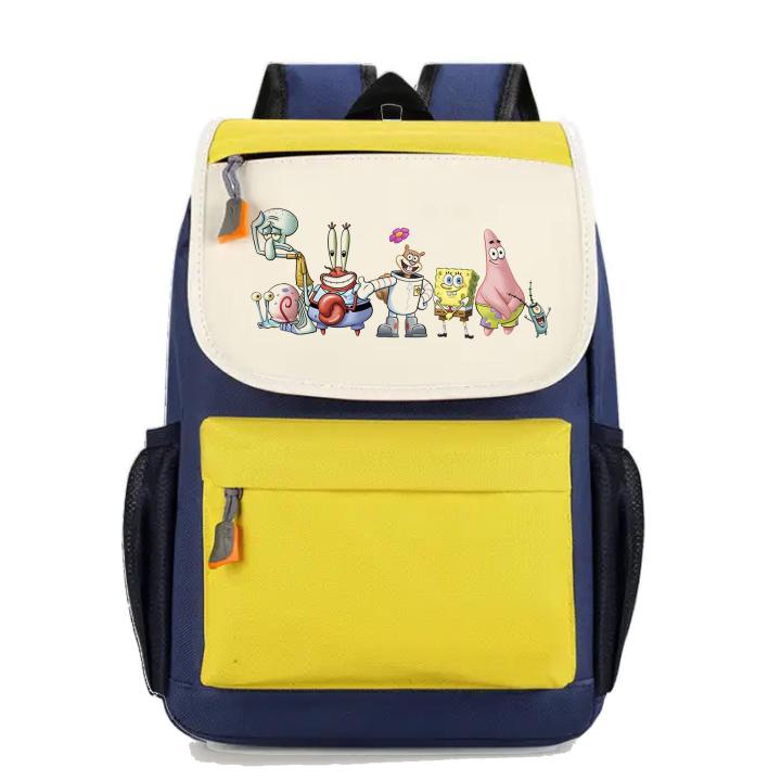 Mochila Bob Esponja. Patricio. Calamardo. Krabs. Gary. Larry. Varios colores. Ideal para la escuela. Colegio. Senderismo. Excursiones. Multiples bolsillos