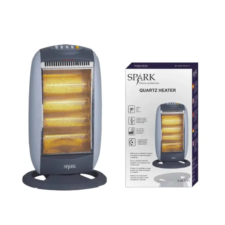 SPARK - CALEFACTOR DE 1600W 4 TUBOS DE CUARZO INDEPENDIENTES POTENCIA REGULABLE SILENCIOSO, ECOLÓGICO, INTERRUPTOR DE SEGURIDAD ANTI-VUELCO INOLORO, CALOR INSTANTÁNEO, INVIERNO NAVIDAD, REGALO - 1