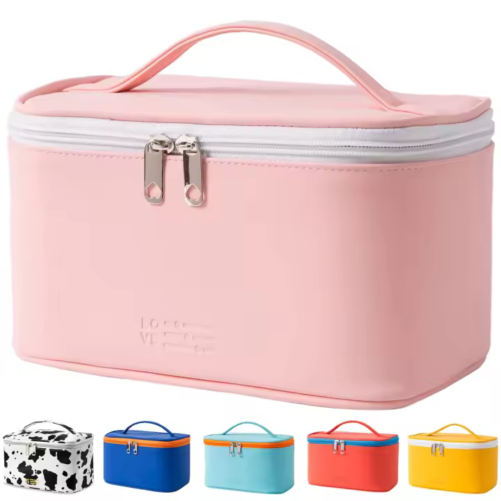 Bolsa de maquillaje, bolsa de viaje portátil para cosméticos para mujer, bolsa organizadora de maquillaje con cremallera de belleza y bolsa interior, lavable, resistente al agua - 1
