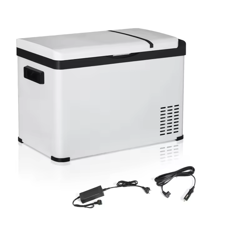 Outsunny Nevera para Coche 30L con Pantalla LCD Compresor Nevera para Coche Barco Eléctrico Camper Viaje 12/24V DC y 110-240V AC Blanco - 1