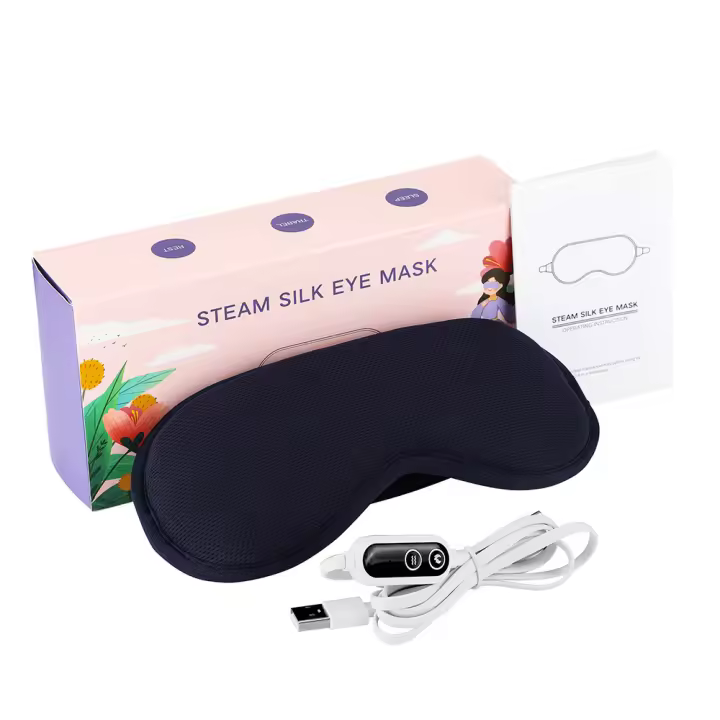 Mascarilla eléctrica para ojos con calefacción por USB, compresa caliente, antifatiga ocular, mascarilla de vapor para ojos secos, ajuste de temperatura de 3 velocidades, masajeador ocular con vibración de 6 velocidades - 1