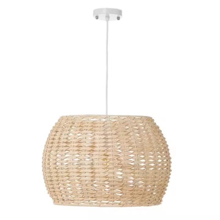 Lola Home Lámpara de techo trenzada de rattan natural de Ø 35x24 cm - 1
