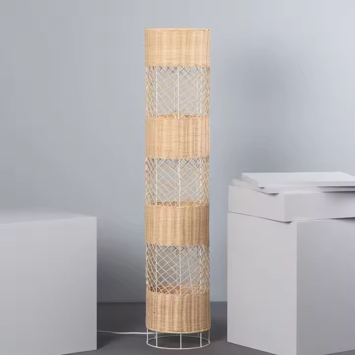 Ledkia Lámpara de Pie Ratán Natural Diseño Chic 1200xØ250 Mm - 1