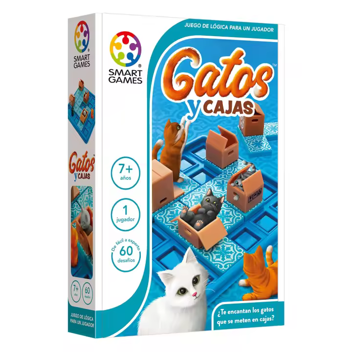 Smart Games - Gatos Y Cajas | Juegos De Mesa de viaje | Rompecabezas | Juguetes 60 Retos | para Niños 7 Años - 1