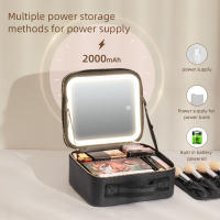 Estuche De Maquillaje Portátil Con Espejo Y Divisores Ajustables En 3 Colores Organizador Impermeable Para Cosméticos Regalo - details 4
