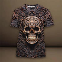 Camiseta De Verano Para Hombre Con Patrón De Elemento De Calavera 3D Estilo Casual Manga Corta Cuello Redondo Gran Talla Ropa De Calle - details 11