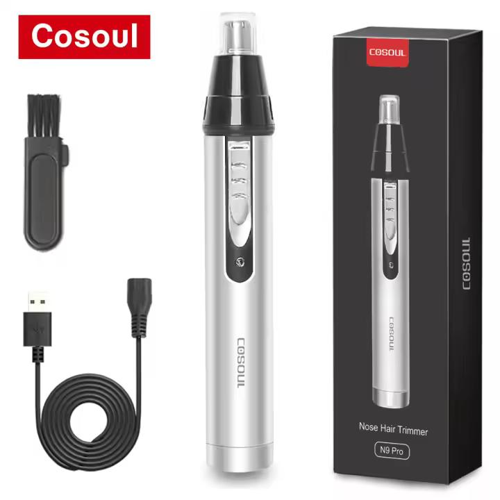 Trimmer De Pelo Nasal Cosoul N9Pro Recargable Para Hombres Y Mujeres Ajuste De Longitud De Acero Inoxidable Portátil Para Nariz Y Orejas - 1