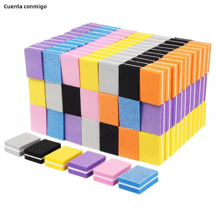 500Pcs Mini Linterna De Uñas Con Bloque De Fichas 100/180 Y Esponja De Lijado Multicolor Herramientas De Arte De Uñas Para Manicura En Salón - 1