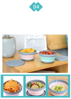 Juego De 3 Piezas De Caja De Almuerzo Plegable En Silicona Taza De Ensalada Plegable Con Tapa Contenedor De Alimentos Para Camping Y Exteriores - details 6