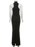 Vestido Maxi Sin Mangas De Halsk Para Mujer Kliou Estilo Clásico De Cuello Alto Alta Calidad Polyester Spandex Vestidos Elegantes Para Noche - details 10