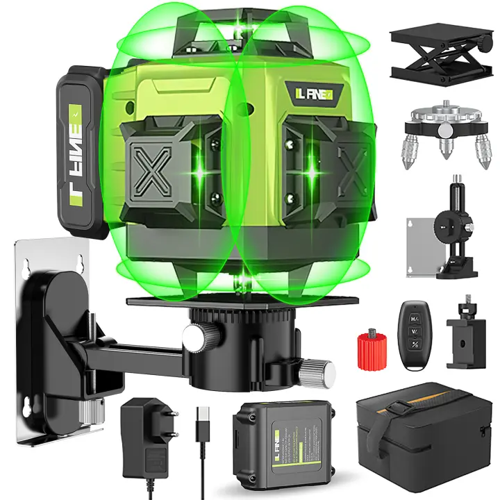 16 Lines 4D Laser Level Lines 3D level 360°Self-leveling Horizontal and Vertical Cross Super Powerful Green Laser Beams - 1