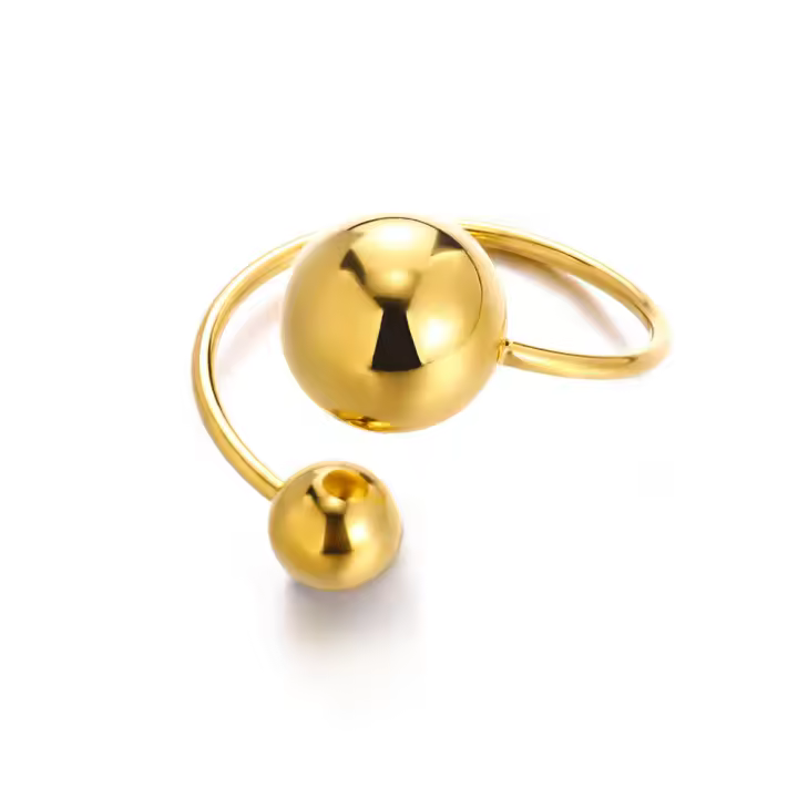 Anillo Ajustable De Acero Inoxidable Con Bola Doble Para Mujer Y Hombre Color Oro Moda Joyería De Decompresión Regalos - 1