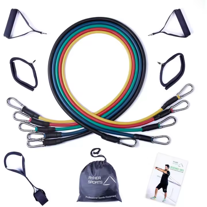 Gomas elásticas musculación – Kit de Cuerdas elasticas de Fitness con 5 Bandas Resistencia - 1
