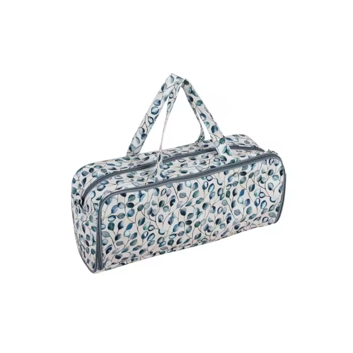 HOBBY GIFT - MRHG4700E/667 Bolsa  para guardar labores de punto,  ovillos y agujas realizada en un original tejidol estampado de hojas con unas dimensiones de 45x18x18cm - 1