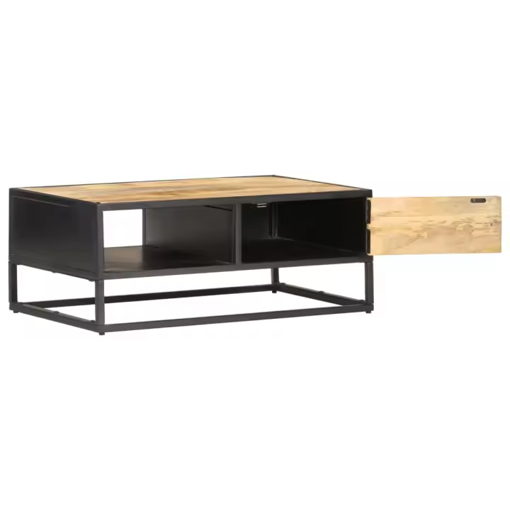 vidaXL Mueble de TV puerta tallada madera de mango rugosa 90x55x36 cm - 1