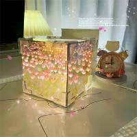 Caja De Tulipes Románticas Hecha a Mano Con LED Luz Nocturna DIY Decoración De Mesa Para Dormitorio Y Sala De Estar Material PVC Estilo Clásico Postermoderno - details 9