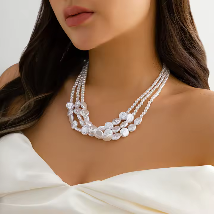 Collar de perlas para mujer, elegante, elegante, temperamento, collar, exquisita, elegante, forma romántica, elección de oro - 1