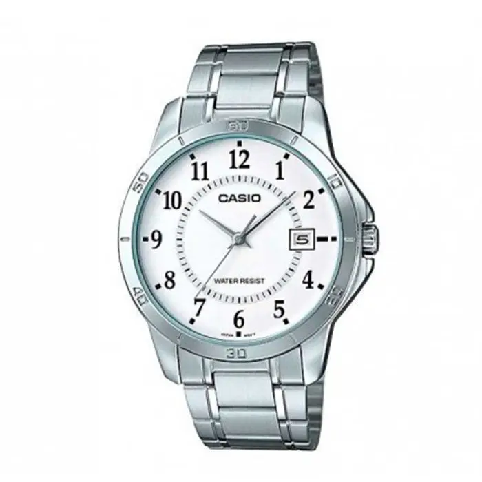 Casio MTP-V004D-7B - Reloj Analógico para Hombre, Carátula Plateada, Correa de Acero Inoxidable, Resistencia al Agua 50M - 1
