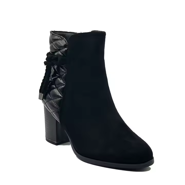 JZ Hermanos Botines con cuña alta con adornos de cordones para mujer - 1