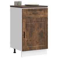 vidaXL Mueble bajo de cocina porto roble artesano madera reconstituida en color Roble artisan/Negro/Marrón roble y más | almacenamiento funcional diseño moderno para baño dormitorio sala - details 5