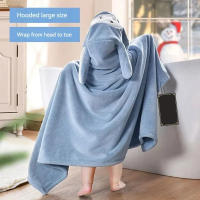Toalla De Baño Para Bebé De Peluche Suave Absorbente Y Secado Rápido Sin Pelusa Diseño De Animal De Cartoon Mejor Para Niños Pequeños En Invierno - details 2