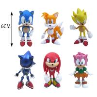 Nuevo Set De 6 Figuras Pequeñas De Sonic Mini Juguete De PVC Características De Echidna Sombrilla Y Cola Para Niños Regalo De Cumpleaños Modelo De Animal 5-6cm - details 2