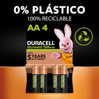 Duracell pilas recargables AA (Paquete de 4), 1300 mAh NiMH, 2000 ciclos de recarga, precargadas, gran duración, con 0% plástico 100% embalaje reciclable - details 0