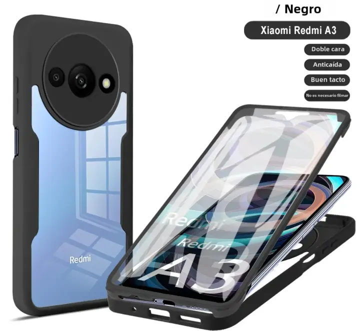 Funda De Silicona De Lujo Para Xiaomi Redmi A3 360° Cobertura Completa Protección Total Para Pantalla Incluye Película De Protección Transparente Anti-Scratch Antisuciedad Resistente Al Agua - 1